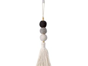 Colorful Felt Ball Car Diffuser Essential Oil Bead Aromatherapy Car Vent Diffuser Boho Tassel Hanging Car Charm Vent Clips Car Interior Decor Air Freshener (Black)