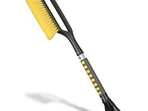 Henoty 27 Inch Snow Brush and Detachable Ice Scraper with Comfortable Foam Grip and Detachable Scraper for Cars