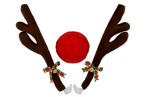 JUST BRIGHT Reindeer Antlers and Nose Rudolph Car Kit - Easy to Install Christmas Decorations for Car Window & Grill - Reindeer Car Kit with Jingle Bells and Plush Red Nose to Decorate Any Vehicle JUST BRIGHT Reindeer Antlers and Nose Rudolph Car Kit - Easy to Install Christmas Decorations for Car Window & Grill - Reindeer Car Kit with Jingle Bells and Plush Red Nose to Decorate Any Vehicle