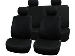 FH Group Car Seat Covers Full Set Black Cloth - Universal Fit Automotive Seat Covers