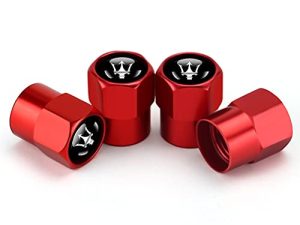 Hisport Fit Maserati Stem Cap 4pcs Universal Car Tire Valve Stem Caps Air Cover Car Accessories Hex 016 Red Stem Cover