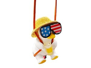 Cute Duck Car Decoration Accessories Cool Duck Drinking Car Hanging Accessories Rearview Mirror Pendant Creative Gift ( Cups Duck)