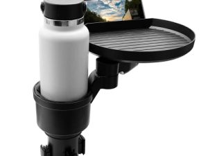 Macally Car Cup Holder Tray and Cup Holder Expander for Car - Enjoy Your Meal - Cup Holder Extender for Car with Phone Slot - 9" Car Food Tray Table and Car Drink Holder for Yeti