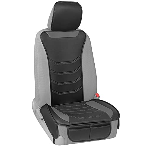 Motor Trend LuxeFit Gray Faux Leather Car Seat Cover for Front Seats Motor Trend LuxeFit Gray Faux Leather Car Seat Cover for Front Seats