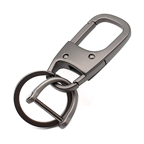 MECHCOS Metal Keychain Car Fob Key Chain Holder Clip with Detachable Valet Key Ring & Anti-Lost D-Ring for Men and Women - Gunmetal MECHCOS Metal Keychain Car Fob Key Chain Holder Clip with Detachable Valet Key Ring & Anti-Lost D-Ring for Men and Women - Gunmetal