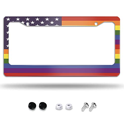 American Flag Decorative Car License Plate Frame Gay Pride Shining Designed for Car Aluminum Customized Decor Car Tag for Men/Women with Screw Caps Car Accessories 2 Holes US Canada Standard 12"X6" American Flag Decorative Car License Plate Frame Gay Pride Shining Designed for Car Aluminum Customized Decor Car Tag for Men/Women with Screw Caps Car Accessories 2 Holes US Canada Standard 12"X6"