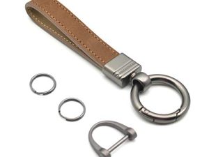 Car Fob Key Chain Genuine Leather Keychains Holder for Men and Women