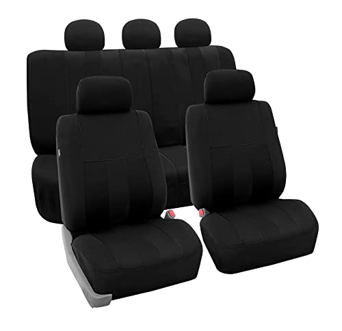 FH Group Car Seat Covers Full Set Black Cloth - Universal Fit FH Group Car Seat Covers Full Set Black Cloth - Universal Fit