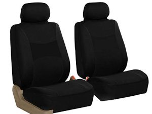 FH Group Car Seat Covers Front Set Black Cloth - Seat Covers for Low Back Car Seats with Removable Headrest