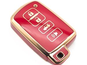 FEYOUN Key Fob Cover Compatible with Toyota Avalon Camry Corolla RAV4 Sequoia Highlander Smart 4 Buttons TPU Remote Keyless Key Fob Case Protection Shell Accessories
