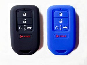 Autobase Silicone Key Fob Cover for Honda Accord Civic CR-V CRV Pilot Passport Insight EX EX-L Touring | Car Accessory | Key Protection Case 2 Pcs (Black & Blue)