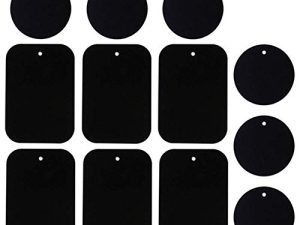 Metal Plate 12 Pack for Magnetic Phone Car Mount Holder Cradle with 3M Adhesive (Compatible with Magnetic Mounts) - 6 Rectangle and 6 Round