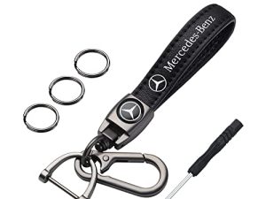 Upgrade Leather Car Keychain with Customized Logo Key Chain Holder Set with 3 Keyrings and 1 Screwdriver for Car Accessories
