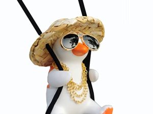 Rear View Mirror Hanging Accessories of Swinging Duck Car Hanging Ornament Cute Car Accessories for Teens Car Mirror Hanging Accessories Car Pendant Car Charm Hanging Ornament (Cool A)