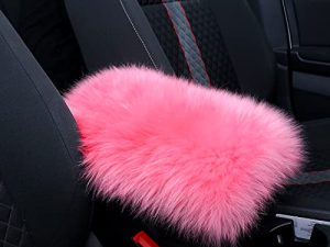 Frienda Furry Armrest Cover Auto Center Armrest Cover Car Soft Console Pad Fluffy Seat Box Cover Furry Car Armrest Pad Cover for Most Car Box Decoration Protector(Pink)