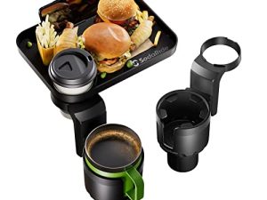 SodaRide Car Cup Holder Expander 2 Pack with Large Size Detachable Food Tray