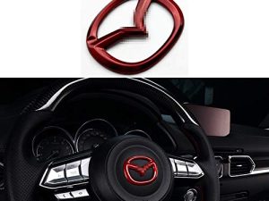 MAXDOOL Red Steering Wheel Cover Sticker Sequins Frame Trim for Mazda 3 6 CX-3 CX-5 CX-9 Interior Accessories (Red)