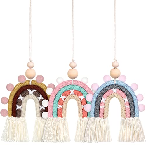 3 Pieces Boho Rainbow Car Charm Macrame Rainbow Car Diffuser Cute Car Air Fresheners Essential Oil Diffuser Handmade Hanging Car Accessories Decor for Car Interior (Retro Style) 3 Pieces Boho Rainbow Car Charm Macrame Rainbow Car Diffuser Cute Car Air Fresheners Essential Oil Diffuser Handmade Hanging Car Accessories Decor for Car Interior (Retro Style)