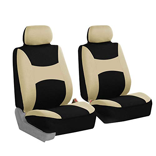FH Group Car Seat Covers Front Set Beige Cloth - Seat Covers for Low Back Car Seats with Removable Headrest FH Group Car Seat Covers Front Set Beige Cloth - Seat Covers for Low Back Car Seats with Removable Headrest