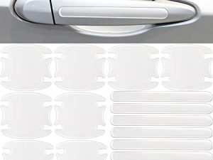 Tallew 16 Pieces Car Door Handle Scratch Protector Carbon Fiber Car Door Handle Sticker Cover Scratches Protective Films Car Door Handle Cup Protector Films (Transparent)