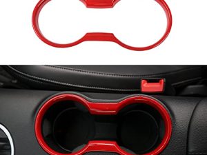 RT-TCZ Cup Holder Cover Frame Trim Interior Accessories for Ford Mustang 2015-2022 (Red)