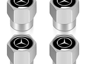 for Mercedes-Benz Valve stem Cover Suitable for Mercedes-Benz CESM CLK GLK GL AB AMG GLS GLE AMG Series tire Valve stem Cover Accessory 4 Pieces Silver,This Valve Cover is not Made by Mercedes-Benz