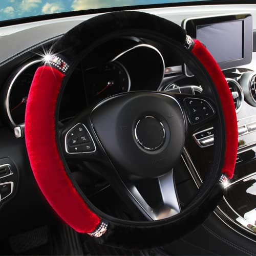 YSFKJ Diamond Fluffy Steering Wheel Cover with Sparkly Crystal Rhinestones YSFKJ Diamond Fluffy Steering Wheel Cover with Sparkly Crystal Rhinestones