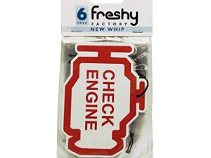 Check Engine Car Air Freshener by Freshy Factory - New Car Scent (6 Pack) Funny Car Accessory