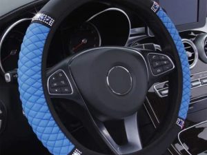 YSFKJ Diamond Leather Steering Wheel Cover with Sparkly Crystal Rhinestones