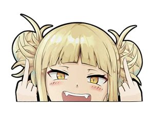 EARLFAMILY 5.1'' Cartoon Anime Car Sticker for Himiko Toga My Hero Academia Peeker Peek Anime Vinyl Stickers JDM Window Trunk Bumper Decal