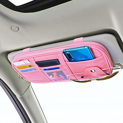 Da by Car Sun Visor Organizer Auto Interior Accessories Visor Pocket Organizer Car Truck Visor Storage Pouch Holder with Multi-Pocket Double Zippers New (Pink) Da by Car Sun Visor Organizer Auto Interior Accessories Visor Pocket Organizer Car Truck Visor Storage Pouch Holder with Multi-Pocket Double Zippers New (Pink)