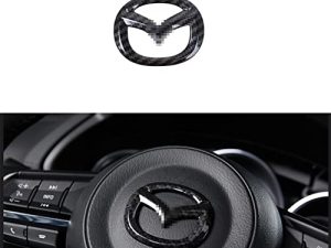 MAXDOOL Red Steering Wheel Cover Sticker Sequins Frame Trim for Mazda 3 6 CX-3 CX-5 CX-9 Interior Accessories(Carbon Fiber)