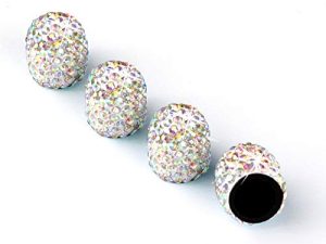 JUSTTOP 4 Pack Handmade Crystal Rhinestone Car Tire Valve Stem Caps