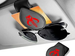 Fit Star Wars Mandalorian Sunglass Holder Clip for Car Sun Visor Leather Glasses Hanger Clip Car Sun Visor Organizer Clip for Star Wars Mandalorian Car Accessories (Fit Mandalorians)