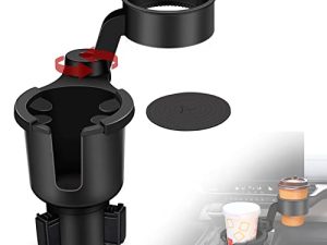 ZenRui Upgraded Car Cup Holder Expander Adapter with 360 ° Rotate Upper Cup Holder and Offset Adjustable Base