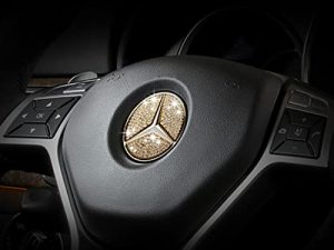 TopDall Steering Wheel Bling Crystal Emblem Accessory Interior Decal Sticker Compatible for Mercedes-Benz