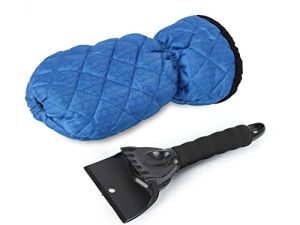EcoNour Ice Scraper Mitt for Car Windshield | Waterproof Warm Glove with Thick Fleece Lining | Windshield Scraper for Ice and Snow with Foam Grip