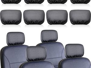 Tallew 8 Pack Universal Car Headrest Cover Car Seat Head Rest Cover Protector Car Decor Interior Vehicle Accessories Functional Headrest Cover for Car Truck Auto (Gray)