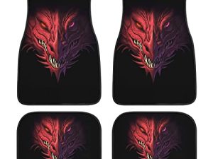 4 Pcs Car Mats Angry Red Dragon Head Car Floor Mats for Women Rubber Non-Slip Floor Mats for Cars Daughter Gift from Mom Dad