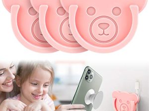 TOPGO Socket Car Mount for Phone Holder Cute Bear Style Silicone Grip Stand with Phone line Clasp for Collapsible Socket User Used on Dashboard