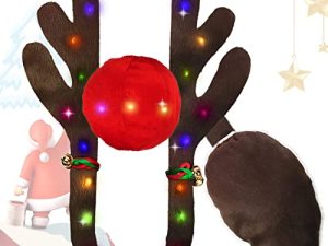 Car Decor with LED Reindeer Antlers - Christmas Decorations Antlers Nose&Tail Clothing Kit