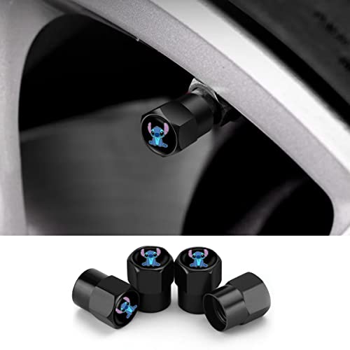for Stitch Car Valve Stem Caps Universal Car Air Tire Valve Cap 4pcs Fit Lilo and Stitch Car Accessories (016 Black) for Stitch Car Valve Stem Caps Universal Car Air Tire Valve Cap 4pcs Fit Lilo and Stitch Car Accessories (016 Black)
