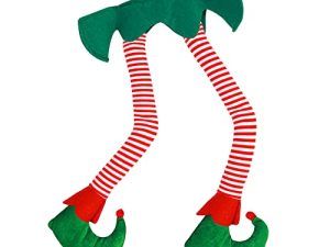 EcoNour Elf Leg Decoration for Car Trunk | Stuffed Elf Legs for Car Decor with Flexible Coil | Christmas Elf Car Decoration with Stripes | Xmas Holiday Elf Feet Accessories for Indoor and Outdoor