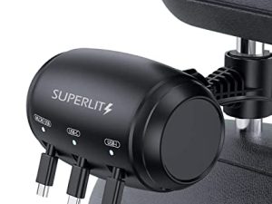 SUPERLIT Multi Car Retractable Backseat 3 in 1 Car Charging Station Box Compatible with All Phones | iPhone | Samsung | Android | Uber Lyft Turo Ride Share Customer Charging Dock Attach to Headrest
