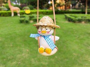 Cute Swing Duck car Hanging Ornament，Car Pendant Interior Accessories for Rearview Mirror (Blue Scarves hat Duck)