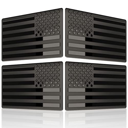 Embossed 3D Metal All Black American Flag Emblem Decal Stickers (2 Pairs) Embossed 3D Metal All Black American Flag Emblem Decal Stickers (2 Pairs)