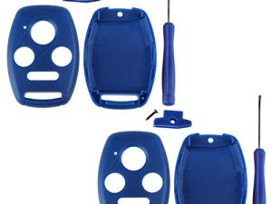 2 Replacement Key Fob Shell Case Kit for Honda Accord Civic CR-V Pilot (Blue)
