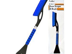 EcoNour 27" Aluminum Car Snow Scraper and Brush | Weaved Bristle Head with Metal Body Ice Scraper for Car Windshield | Tough Show Shovel with Ergonomic Foam Grip Winter Accessory
