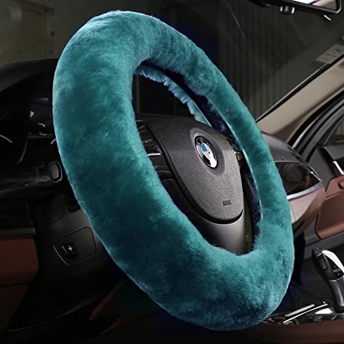 Soft Fluffy Sheepskin Car Steering Wheel Cover for Universal Auto Vehicle Women Man 14 1/2 inch-15 1/2inch Fuzzy Accessories (Alpine Green) Soft Fluffy Sheepskin Car Steering Wheel Cover for Universal Auto Vehicle Women Man 14 1/2 inch-15 1/2inch Fuzzy Accessories (Alpine Green)