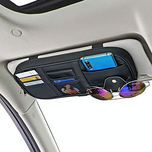 Da by Car Sun Visor Organier Truck SUV Sun Visor Storage Pocket PU Leather Pouch Holder with Multi-Pocket Double Zipper Net Pocket Da by Car Sun Visor Organier Truck SUV Sun Visor Storage Pocket PU Leather Pouch Holder with Multi-Pocket Double Zipper Net Pocket